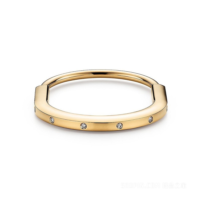 Tiffany Lock 系列 18K 黄金镶嵌钻石手镯