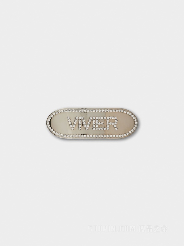 Vivier Strass钻扣金属发卡 银色