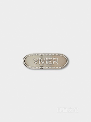 Vivier Strass钻扣金属发卡 银色