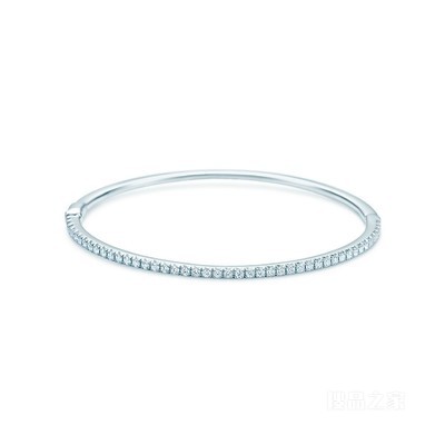 Tiffany Metro 系列 18K 白金镶钻铰链小号手镯。
