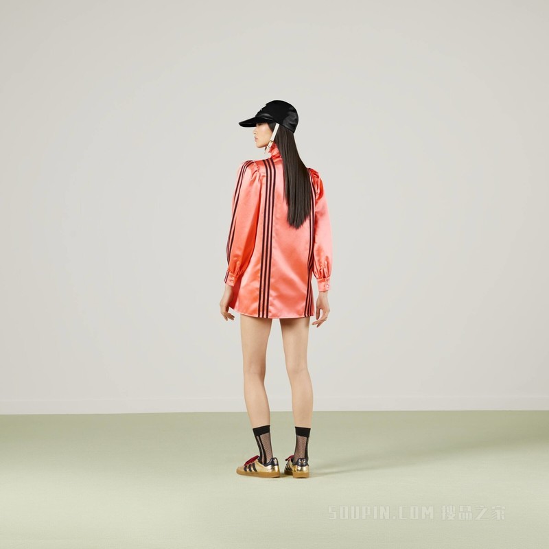 adidas x Gucci联名系列真丝硬缎衬衫 橙粉色