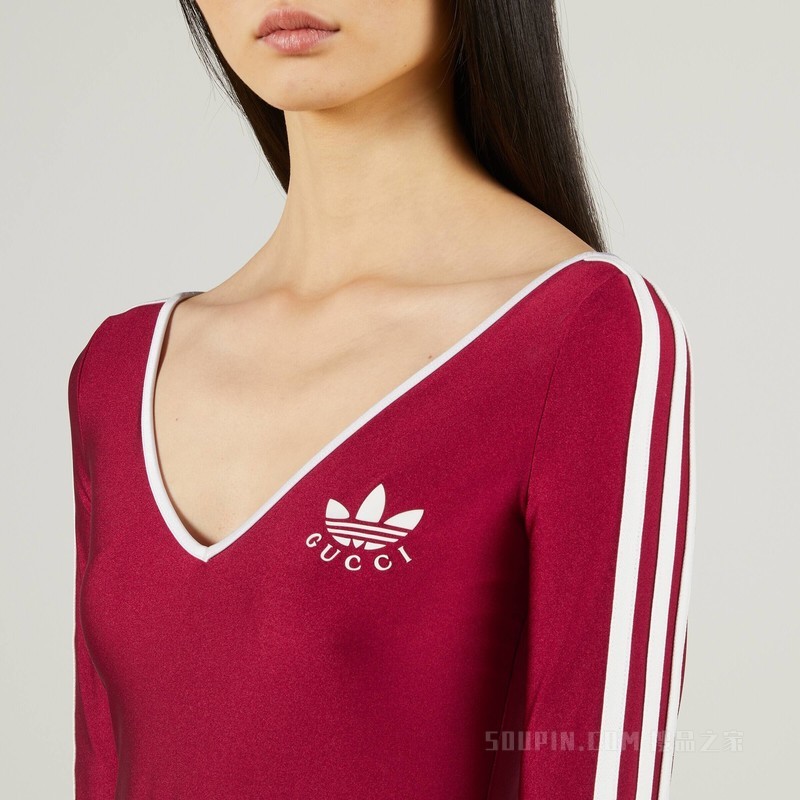 adidas x Gucci联名系列弹力针织连体衣 红色