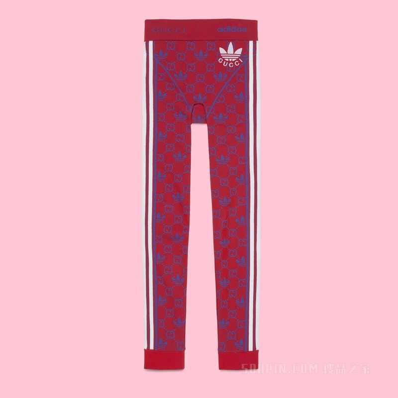 adidas x Gucci联名系列针织紧身裤 红色和蓝色