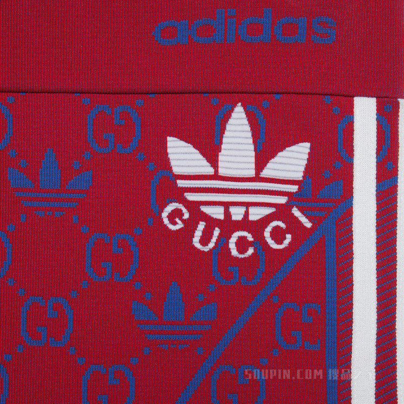 adidas x Gucci联名系列针织紧身裤 红色和蓝色