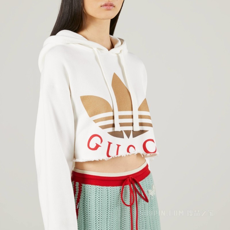 adidas x Gucci联名系列短款卫衣 米白色