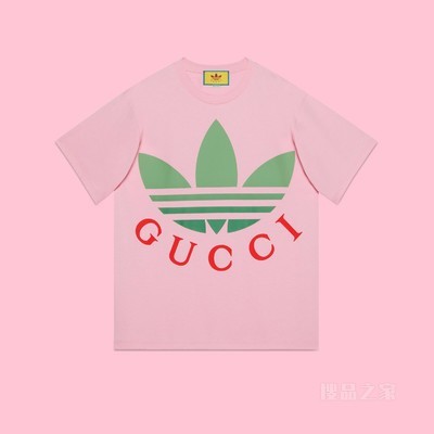 adidas x Gucci联名系列棉质T恤 粉色