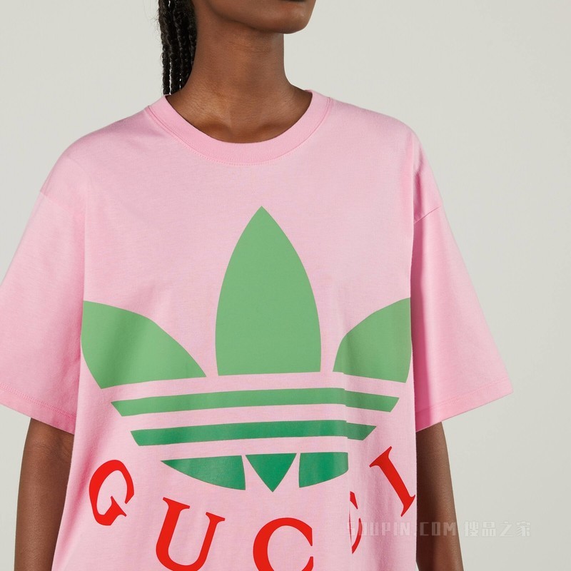 adidas x Gucci联名系列棉质T恤 粉色