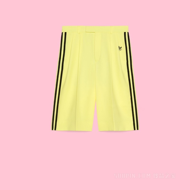 adidas x Gucci联名系列顺滑粗斜纹布短裤 黄色