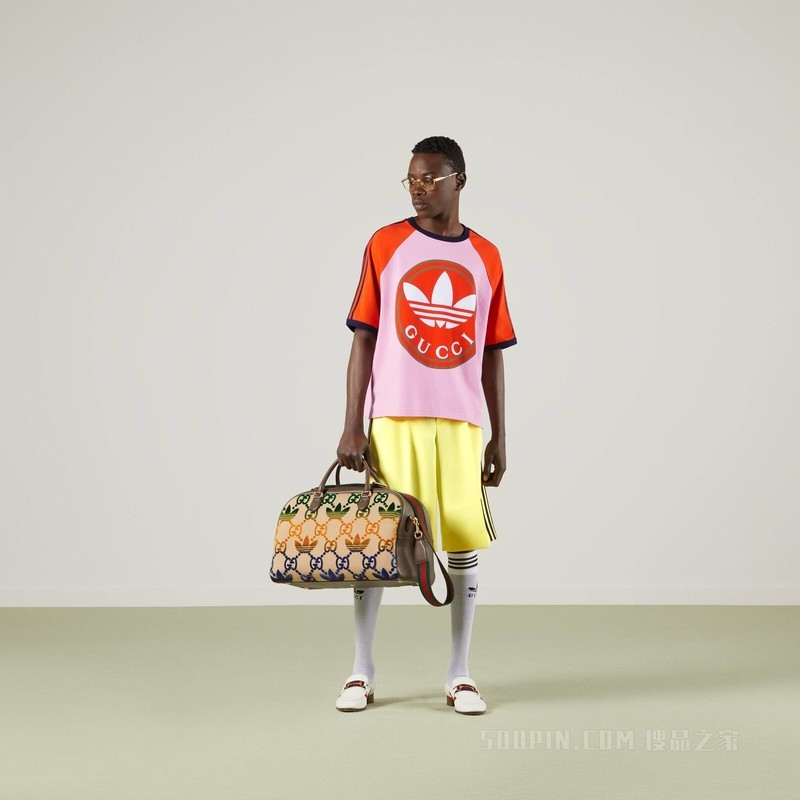 adidas x Gucci联名系列顺滑粗斜纹布短裤 黄色