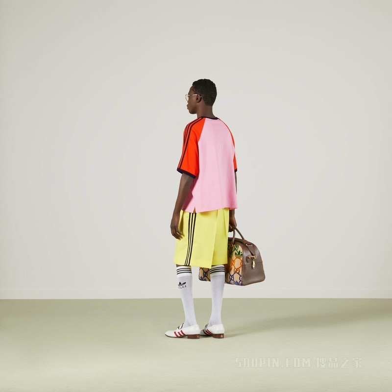adidas x Gucci联名系列顺滑粗斜纹布短裤 黄色