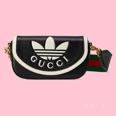 adidas x Gucci联名系列迷你手袋 黑色皮革