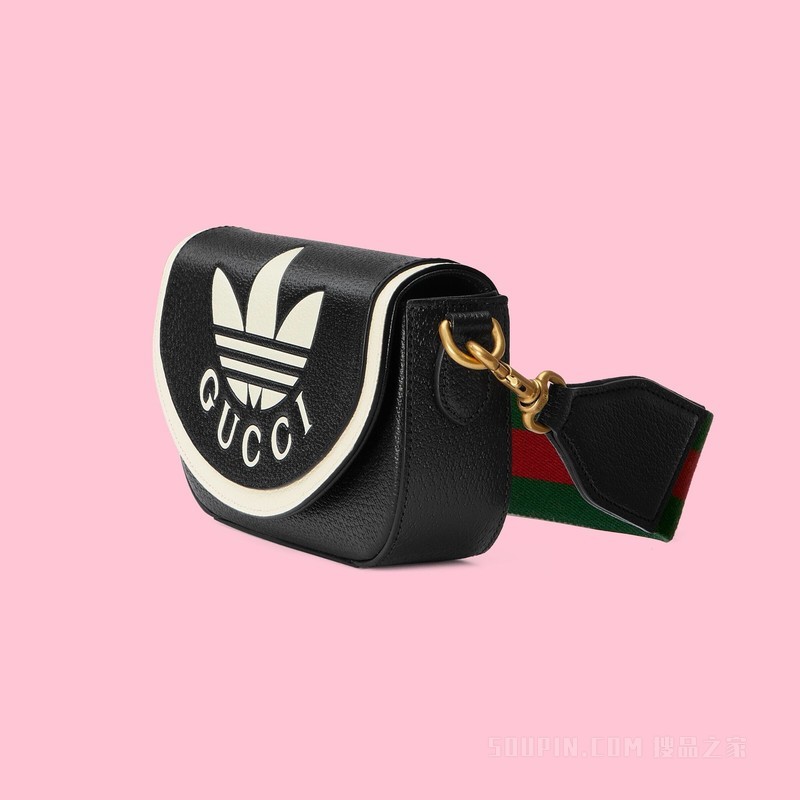 adidas x Gucci联名系列迷你手袋 黑色皮革