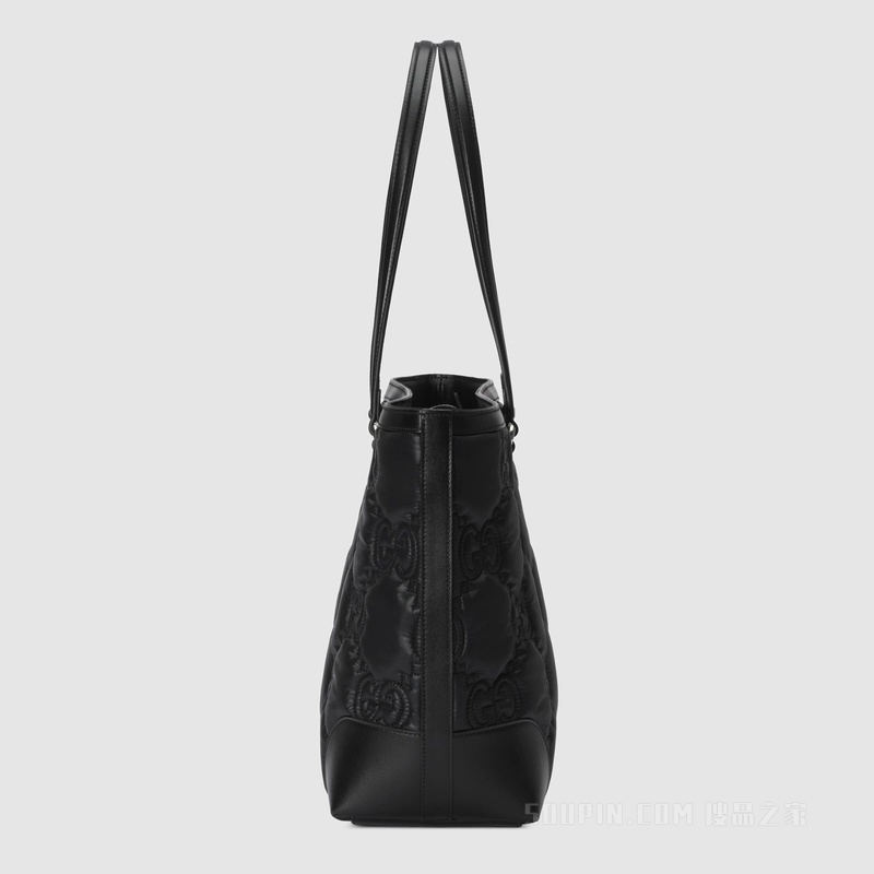 Ophidia系列GG Matelassé中号托特包 黑色尼龙