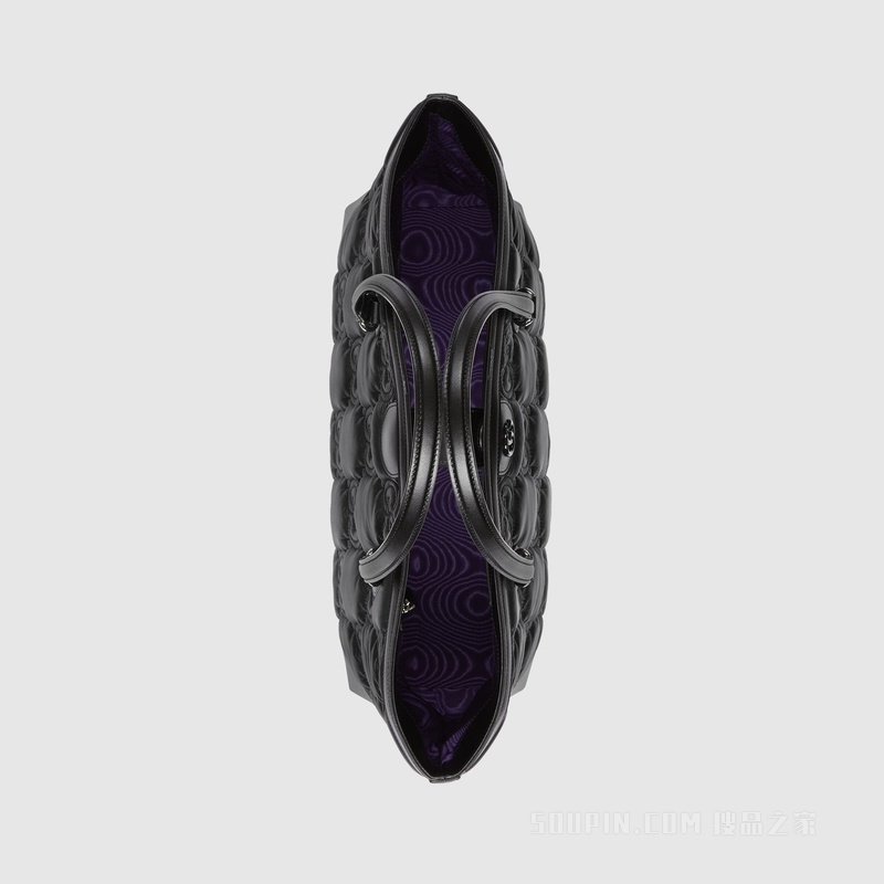 Ophidia系列GG Matelassé中号托特包 黑色尼龙