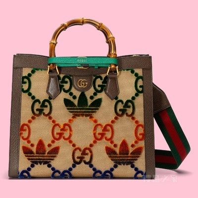 adidas x Gucci联名系列Diana中号托特包 多色帆布