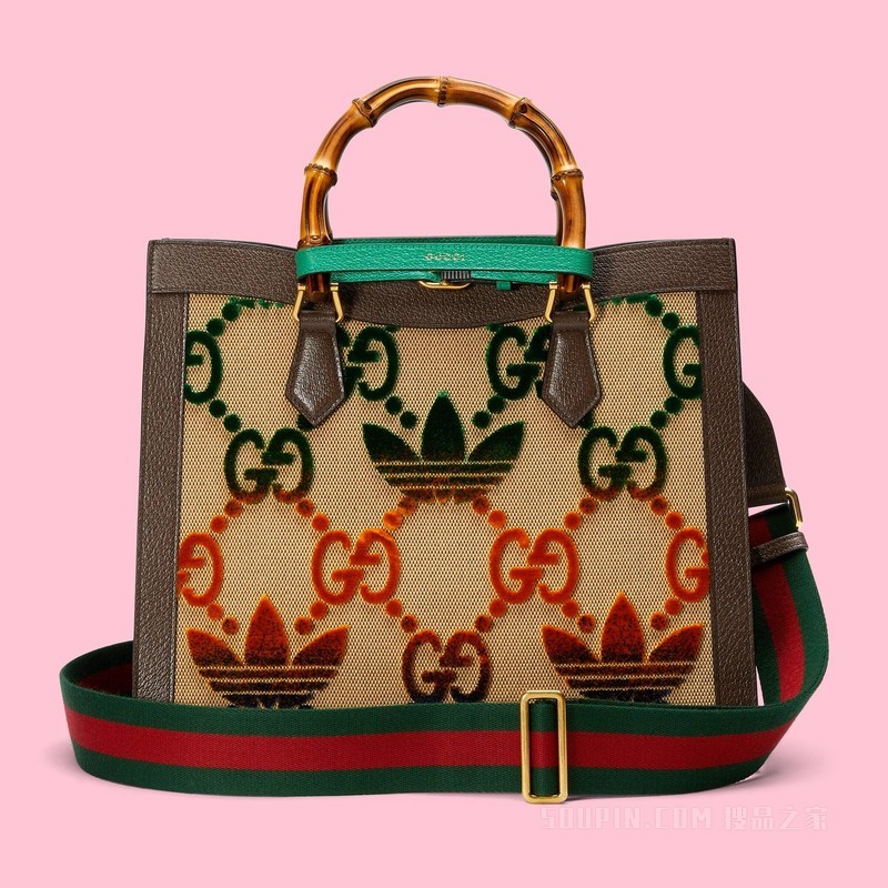 adidas x Gucci联名系列Diana中号托特包 多色帆布