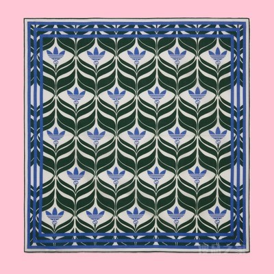 adidas x Gucci联名系列棉纱围巾 深绿色和蓝色