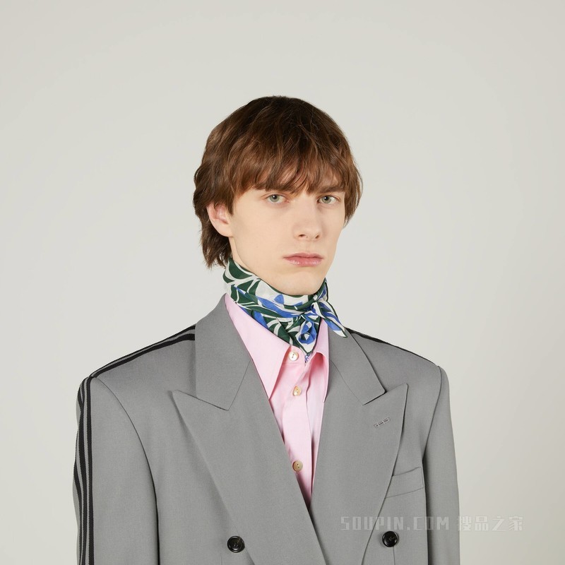 adidas x Gucci联名系列棉纱围巾 深绿色和蓝色