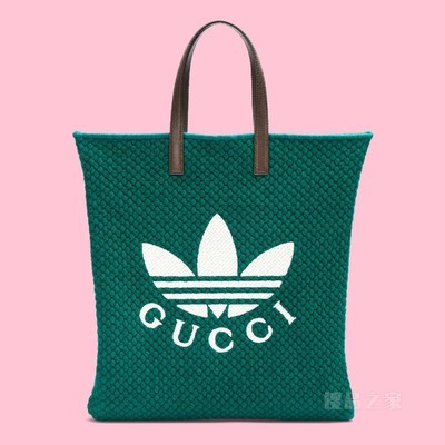 adidas x Gucci联名系列中号托特包 绿色钩织面料