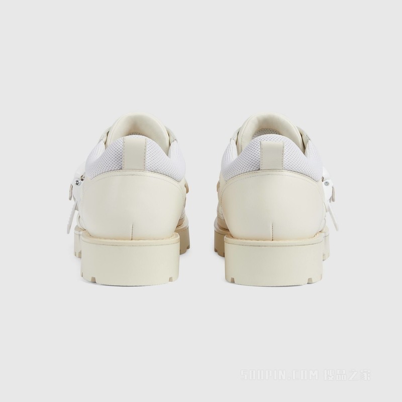 男士搭扣系带鞋 白色皮革