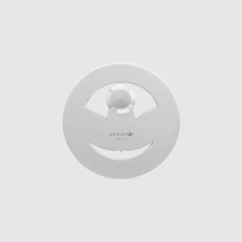 adidas x Gucci联名系列Gucci Trefoil珐琅胸针 钯金色调金属