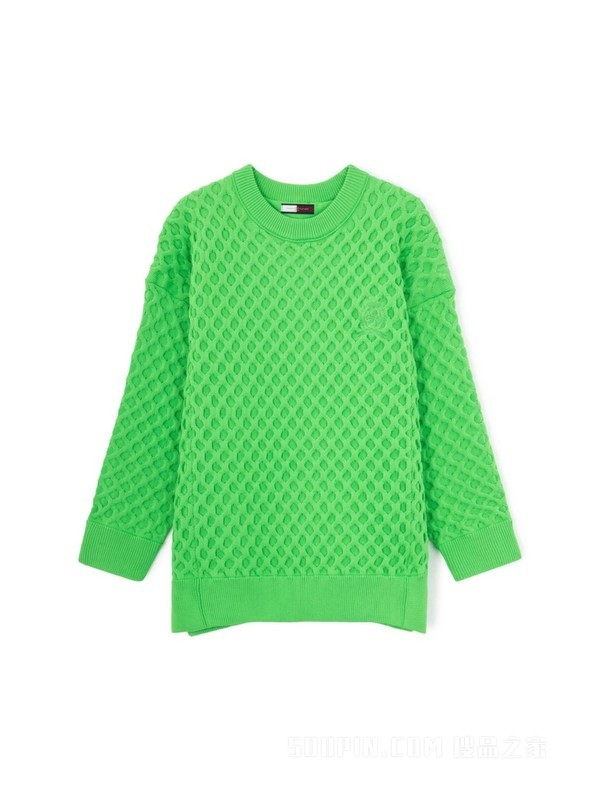 23新款春季男装时尚简约徽章刺绣绞花纹理套头针织衫30963