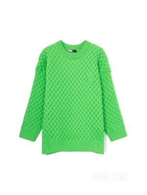 23新款春季男装时尚简约徽章刺绣绞花纹理套头针织衫30963