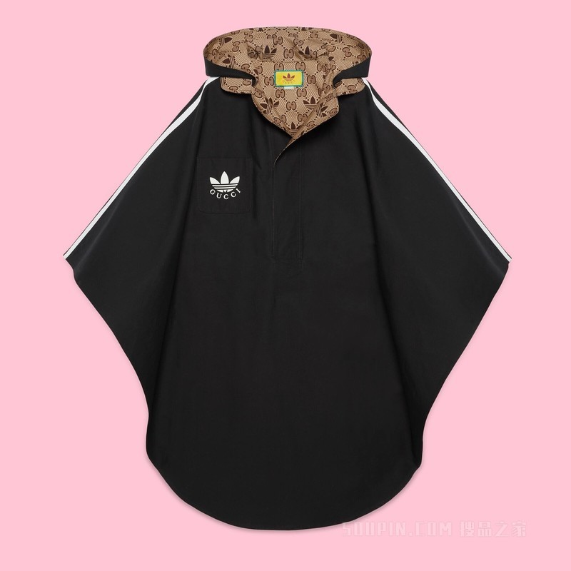 adidas x Gucci联名系列双面斗篷大衣 米色和黑色