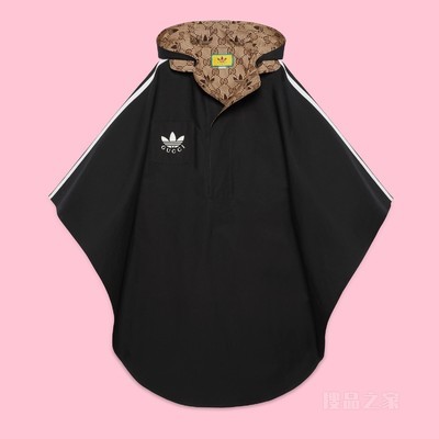 adidas x Gucci联名系列双面斗篷大衣 米色和黑色