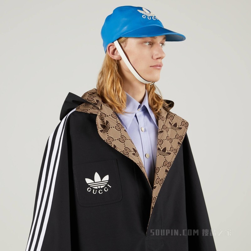adidas x Gucci联名系列双面斗篷大衣 米色和黑色