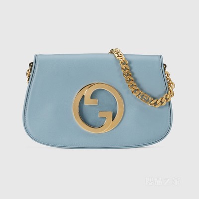 Gucci Blondie系列肩背包 浅蓝色皮革
