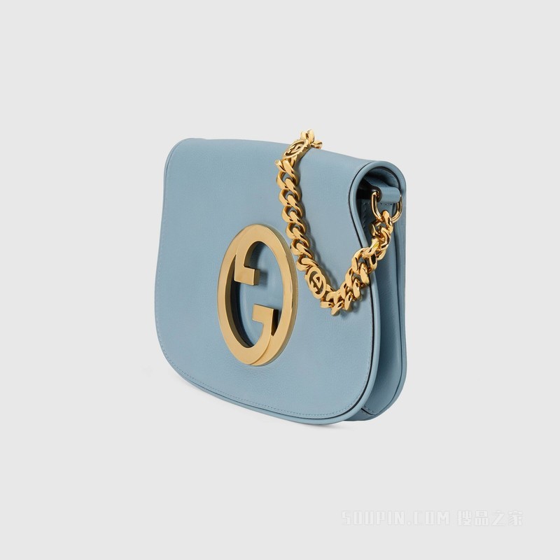 Gucci Blondie系列肩背包 浅蓝色皮革