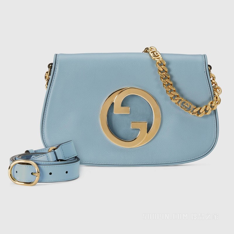 Gucci Blondie系列肩背包 浅蓝色皮革