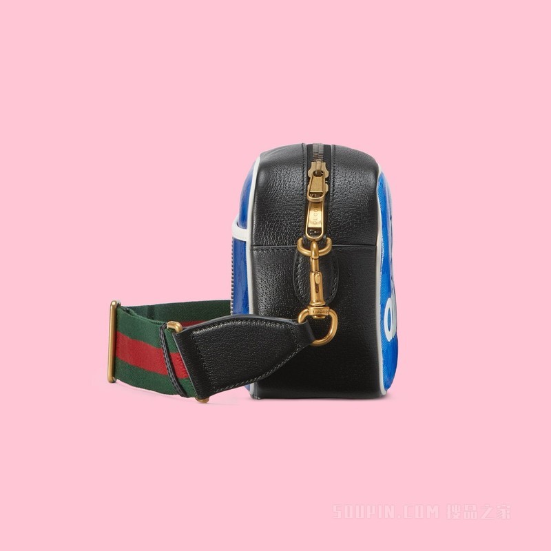 adidas x Gucci联名系列小号肩背包 蓝色水晶帆布