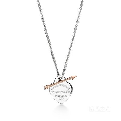 Return to Tiffany™ 系列纯银和 18K 玫瑰金 Lovestruck Heart Tag 项链，中号