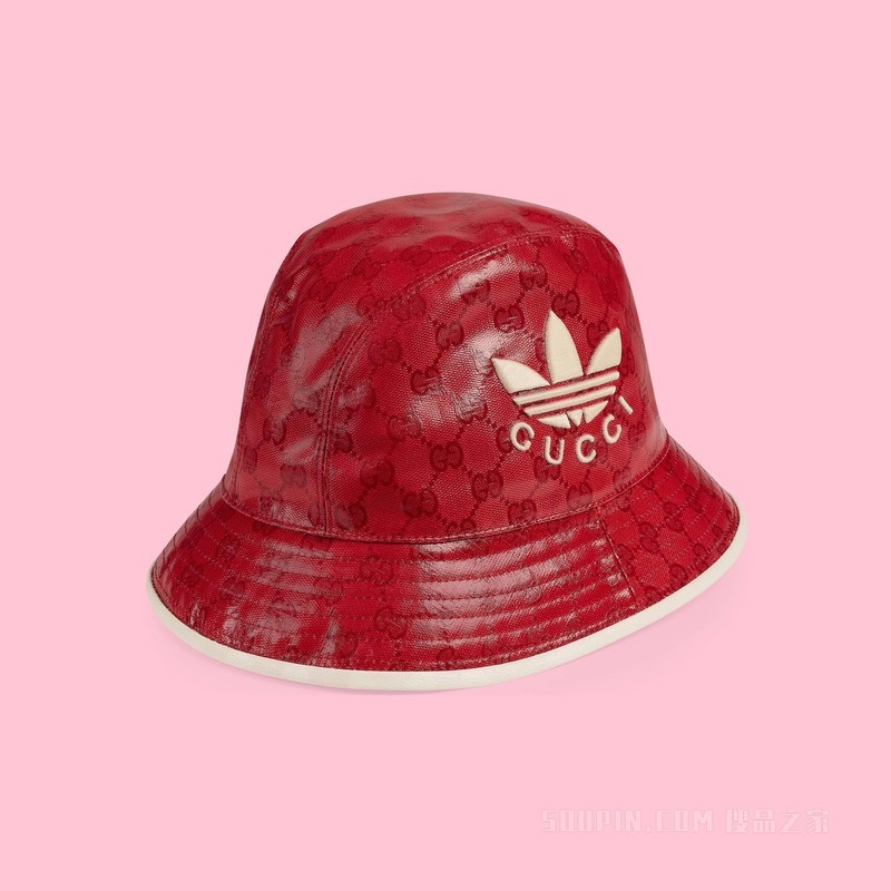 adidas x Gucci联名系列GG帆布软呢帽 红色和白色