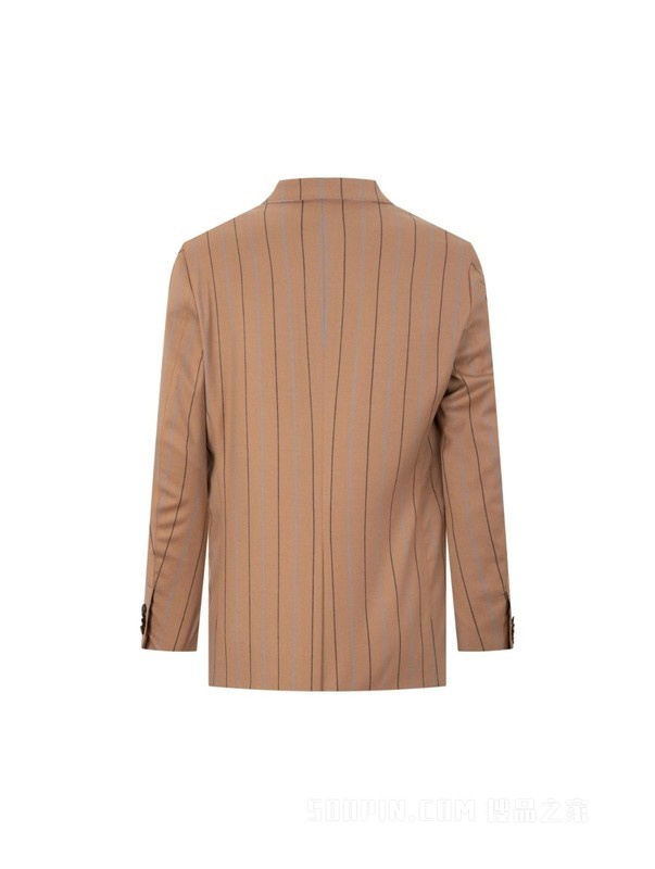 23新款早春男装羊毛混纺简约LOGO条纹修身西装外套00415