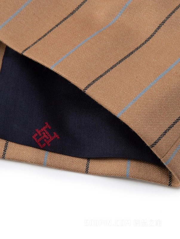 23新款早春男装羊毛混纺简约LOGO条纹修身西装外套00415