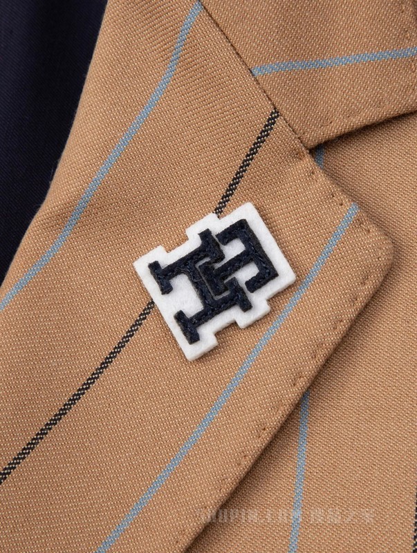 23新款早春男装羊毛混纺简约LOGO条纹修身西装外套00415