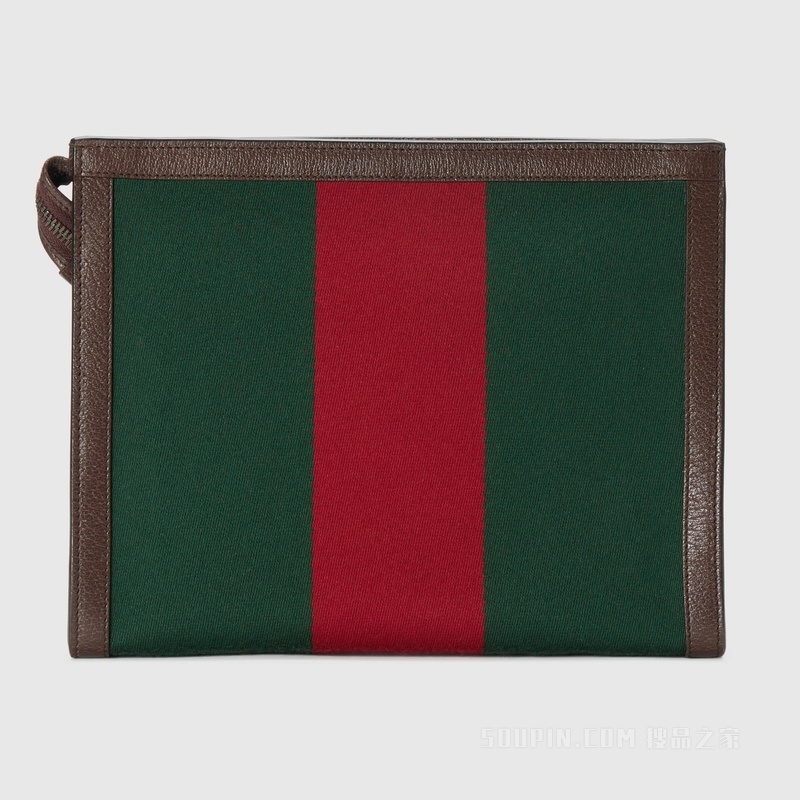 饰双G织带化妆包 绿色和红色帆布