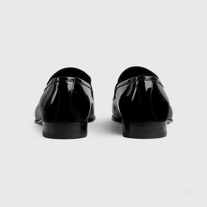 男士互扣式双G乐福鞋 黑色漆皮