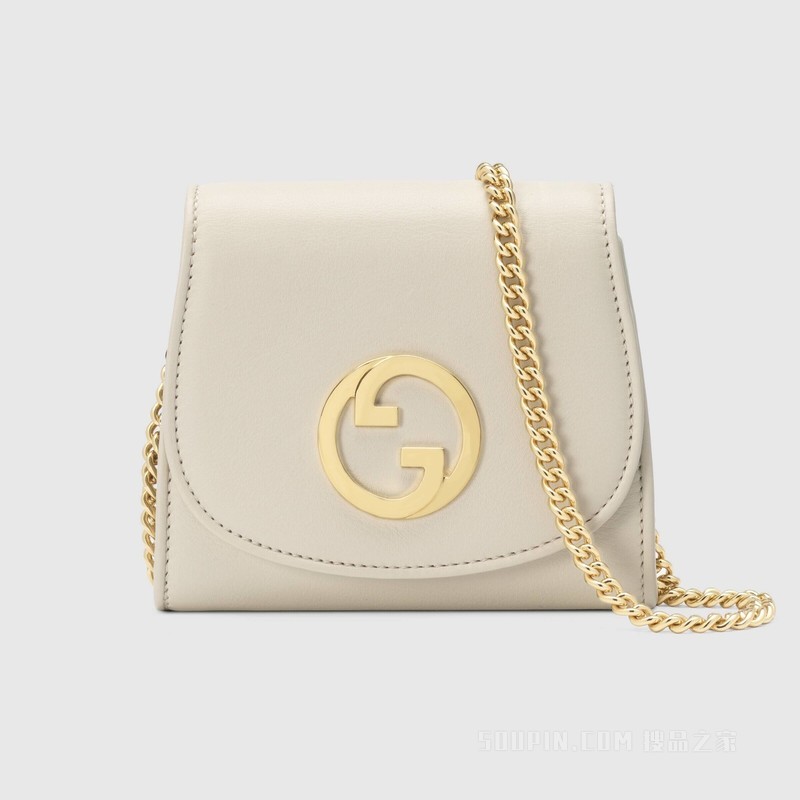 Gucci Blondie系列中号链条钱包 白色皮革