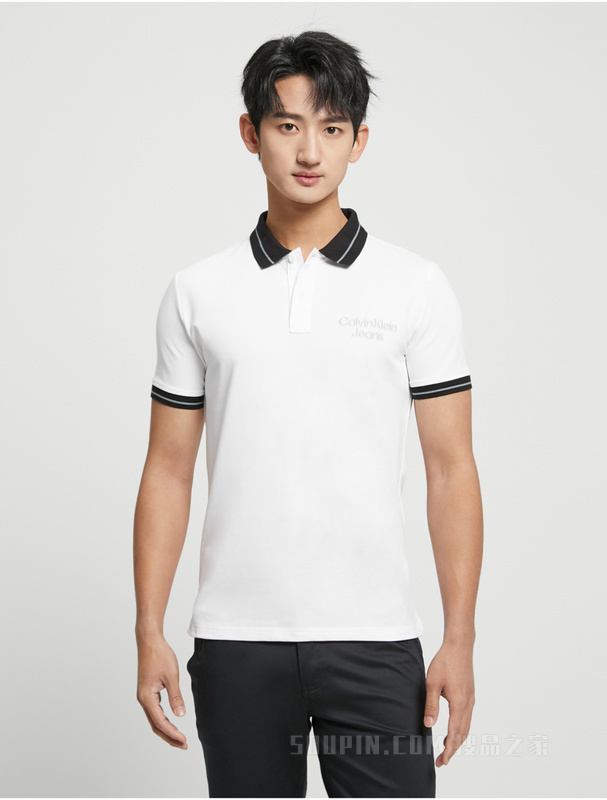 Calvin Klein 23春季新款男士时尚撞色LOGO修身翻领短袖POLO衫J323249