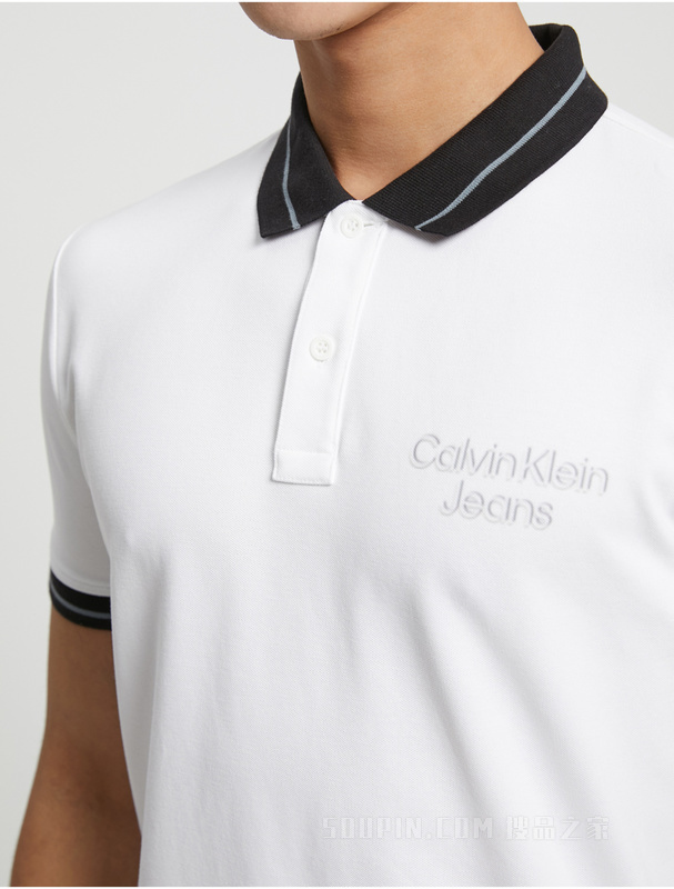 Calvin Klein 23春季新款男士时尚撞色LOGO修身翻领短袖POLO衫J323249