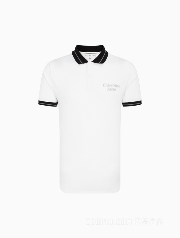 Calvin Klein 23春季新款男士时尚撞色LOGO修身翻领短袖POLO衫J323249