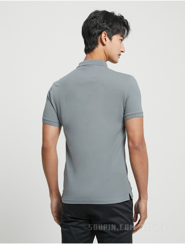 Calvin Klein 23春季男士商务休闲刺绣方标翻领修身短袖POLO衫J324246