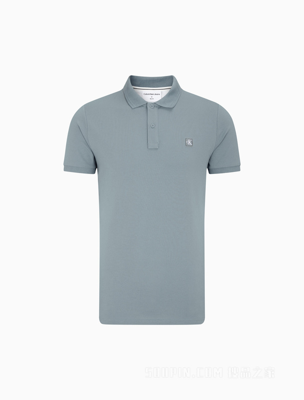 Calvin Klein 23春季男士商务休闲刺绣方标翻领修身短袖POLO衫J324246