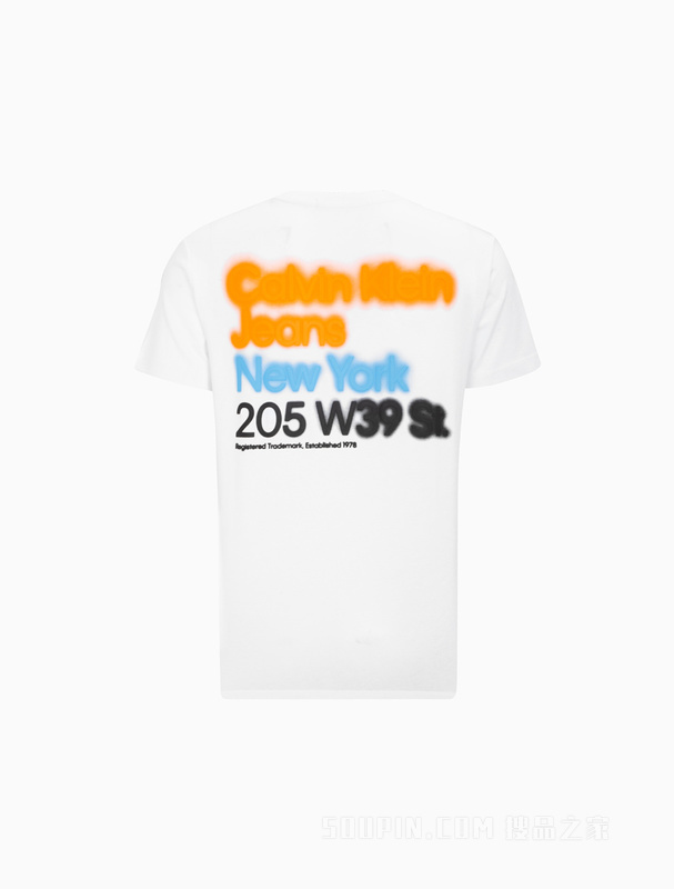 Calvin Klein 23春季新款男士时尚多彩喷漆LOGO纯棉圆领短袖T恤J323314