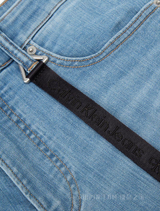 Calvin Klein 23春季新款男士LOGO吊袢合体猫须弹力水洗牛仔裤J323268
