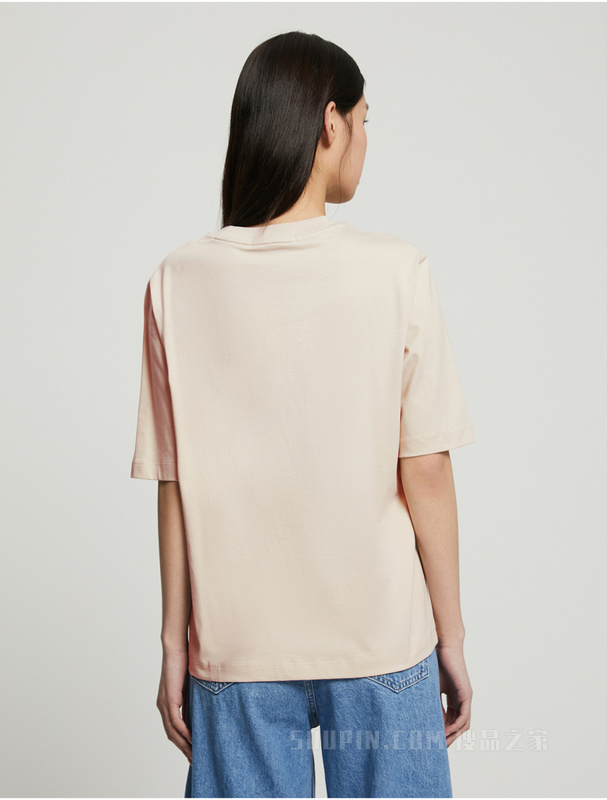 Calvin Klein 23春季新款女士休闲简约刺绣方标纯棉圆领短袖T恤J218869